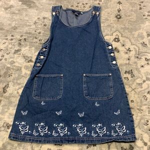 Butterfly pattern Jean overall dress